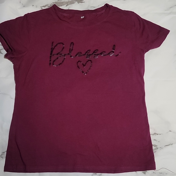 Wine Red Blessed Tee - Picture 2 of 2